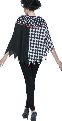 Adults Black and White Clown Costume Poncho