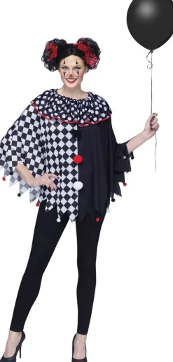 Adults Black and White Clown Costume Poncho