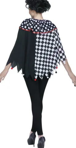 Adults Black and White Clown Costume Poncho