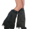 Adults Black Fluffy Leg Warmers