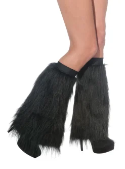 Adults Black Fluffy Leg Warmers