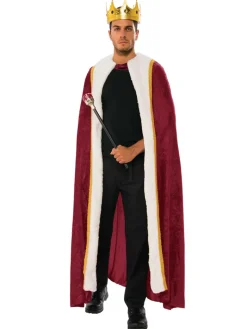 Adults Maroon Burgundy Red Velvet King's Robe Cape