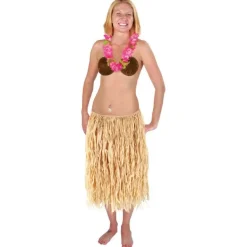 Adults Natural Tan Raffia Long Hula Skirt