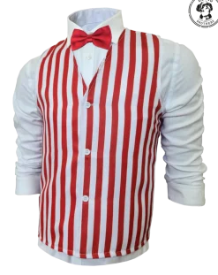 Adults Red & White Striped Vest