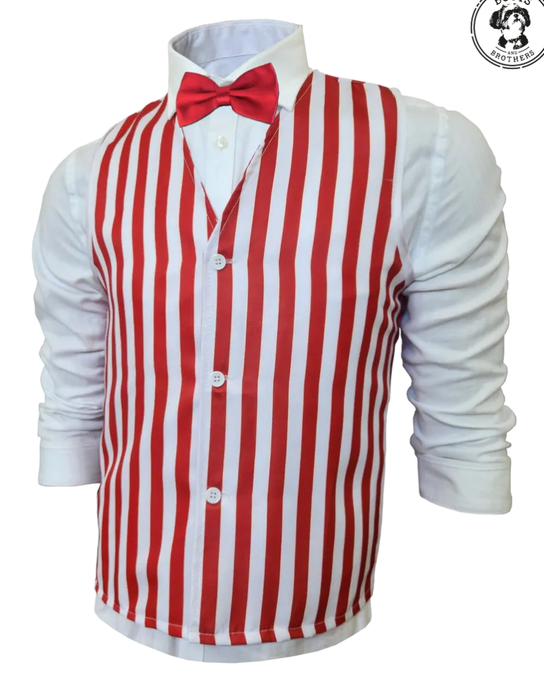 Adults Red & White Striped Vest