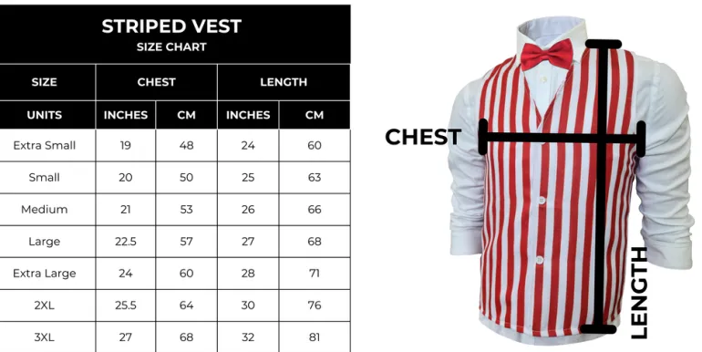 Adults Red & White Striped Vest