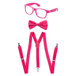 Adults/Teens Neon Suspender, Bowtie, & Glasses Accessory Set