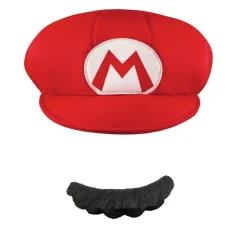 Adults/Teens Nintendo Mario Hat & Mustache Costume Accessories