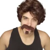 Big John Brown Wig Moustache and Goatee Costume Accessory Set