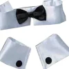 Black and White Bow Tie Collar and Cuff Set Costume Accessory