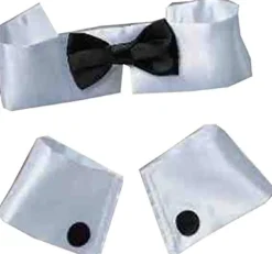 Black and White Bow Tie Collar and Cuff Set Costume Accessory