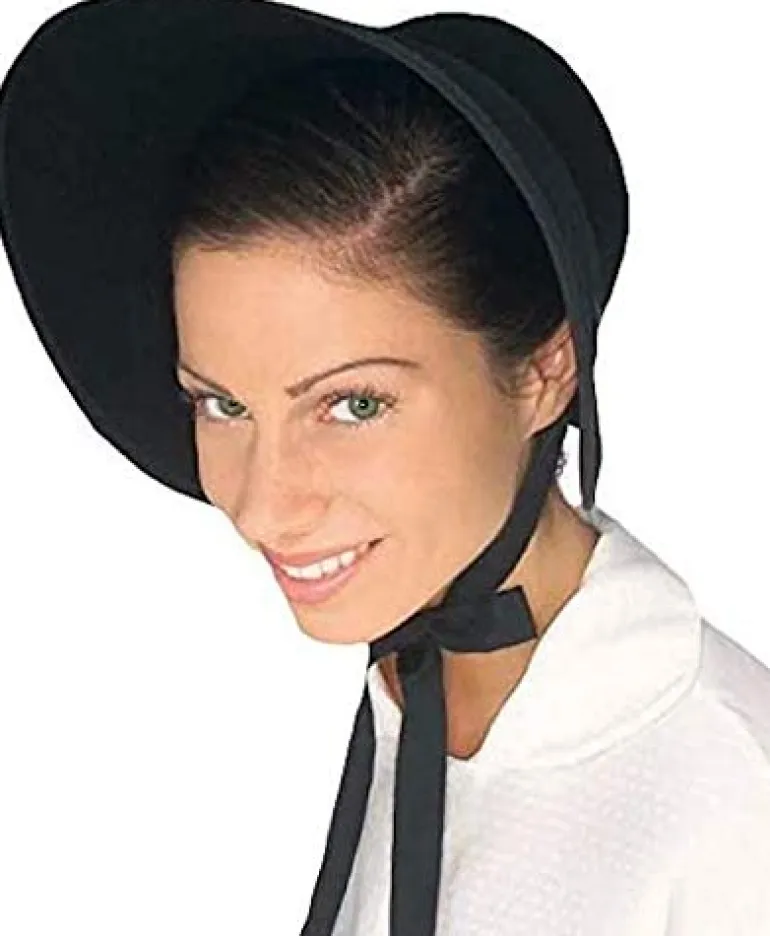 Black Colonial Felt Bonnet Costume Hat