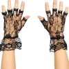 Black Lace Fingerless Gloves Costume Accessory