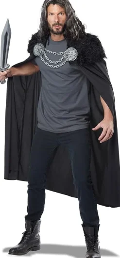 Black Medieval Viking Wolf Clan Warrior Cape Costume Accessory
