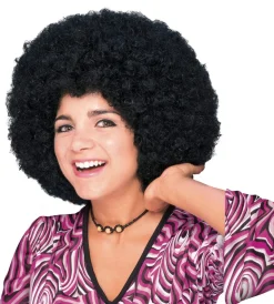 Black Mid Length Afro Costume Wig