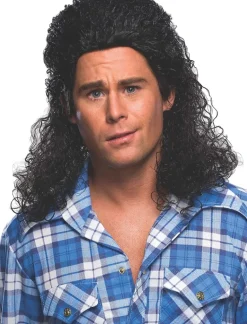 Black Permed Mullet Wig