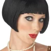Black 1920s Flirty Flapper Bob Cut Costume Wig