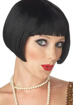 Black 1920s Flirty Flapper Bob Cut Costume Wig