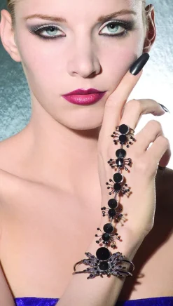 Black Spider Bracelet with Attached Ring