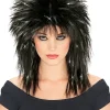 Black Superstar Costume Wig with Silver Tinsel