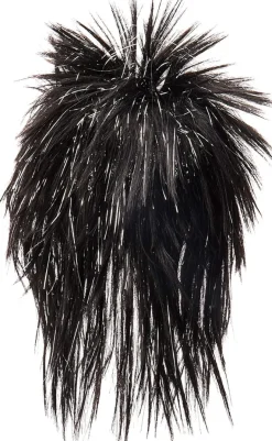 Black Superstar Costume Wig with Silver Tinsel