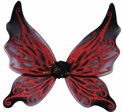 Black with Red Glitter Wings Costume Accessory