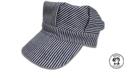 Blue Hickory Striped Train Conductor Engineer Hat
