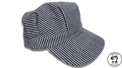 Blue Hickory Striped Train Conductor Engineer Hat