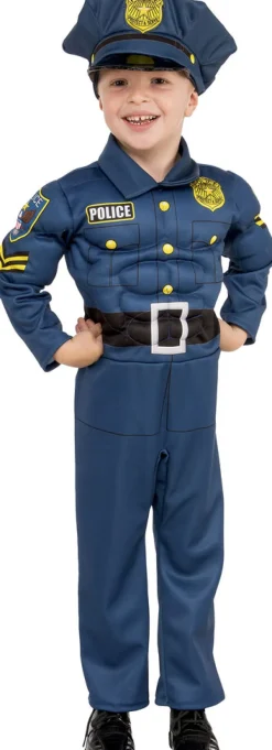 Boys Deluxe Muscle Chest Top Cop Police Officer Costume