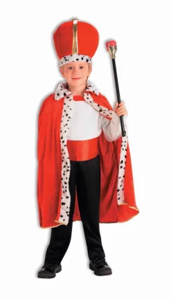Boys Red King Robe and Crown Costume Set