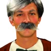 Costume Wig/Moustache Set Grey