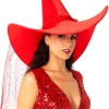 Elegant Red Witch Hat Costume Accessory