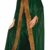 Faux Fur Trimmed Cape - Green - Fml