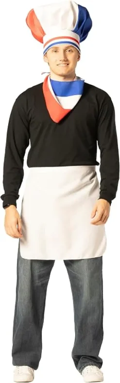 French Chef Hat, Scarf & Apron Costume Accessory Kit