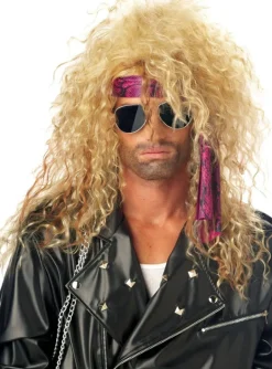 Frizzy Blonde 80s Heavy Metal Rocker Costume Wig