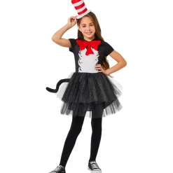 Girls Dr. Seuss Cat In The Hat Dress Costume