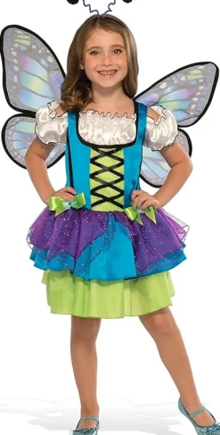 Girls Glittery Blue Butterfly Costume