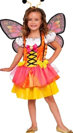 Girls Glittery Orange Monarch Butterfly Costume