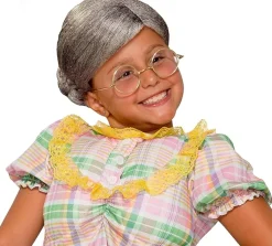 Girls Old Lady Bun Costume Wig