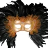 Gold and Black Feather Venetian Masquerade Costume Mask