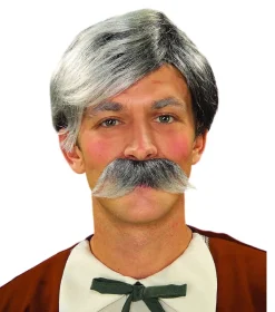 Gray Old Man Geppetto Wig and Moustache Costume Accessory Set