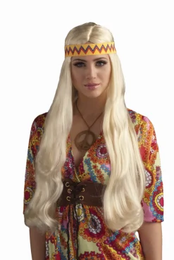 Hippie Chick Wig Long Blonde w/Headband