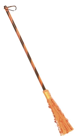 36-Inch Metallic Orange and Black Witch Broom Costume Prop Accessory