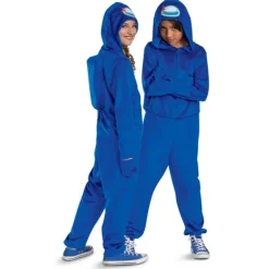 Kids Among Us Blue Impostor Hooded Jumpsuit Costume