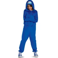 Kids Among Us Blue Impostor Hooded Jumpsuit Costume