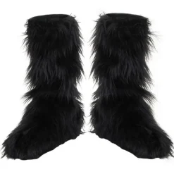 Kids Black Furry Boot Covers