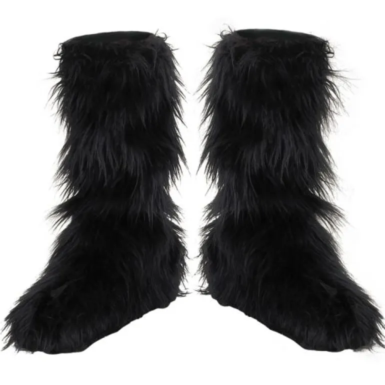 Kids Black Furry Boot Covers