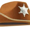 Kids Brown Cowboy Hat with Sheriff Star Badge