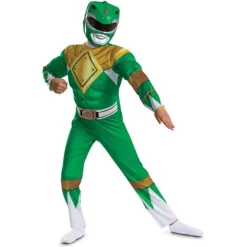 Kids Mighty Morphin Power Rangers Green Ranger Muscle Costume