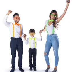 Kids Neon Suspender, Bowtie, & Glasses Accessory Set